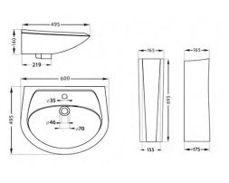 Умывальник Santek Бриз 60 см с отв. WH110466