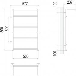 Полотенцесушитель водяной Terminus Анкона с полкой бок. подкл. П8 500*801-500