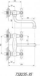 Смеситель для кухни TSARSBERG TSB-235-95 настенный тип См-МДРНА, См-УмДРНА