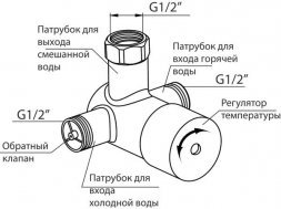 Регулятор температуры 1/2&quot;х1/2&quot;х1/2&quot; Varion 06990320 (В)