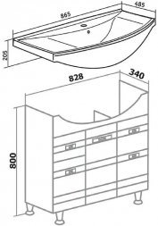 Тумба Турин 85 с умывальником Стиль 85