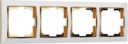 Рамка на 4 поста (белый/золото) W0041933 Werkel
