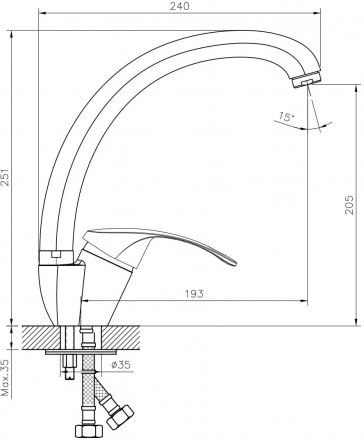 Смеситель для кухни Decoroom DR71021 одноручный с высоким повортным изливом, хром