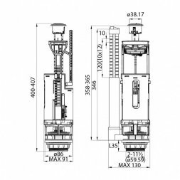 Арматура смывная IDDIS, 2-ур, н/п, тип А, F012400-01K 01484